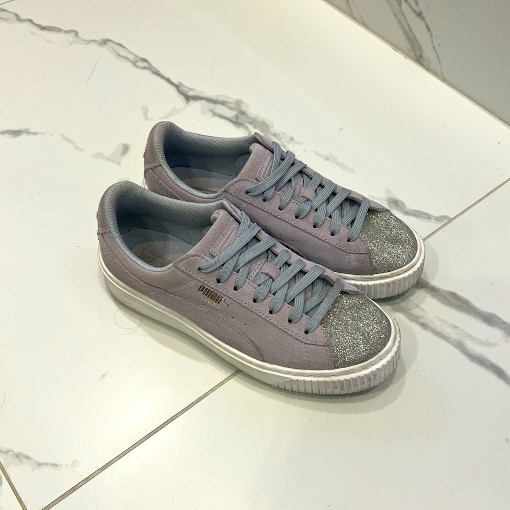 Puma purple sparkly sneakers